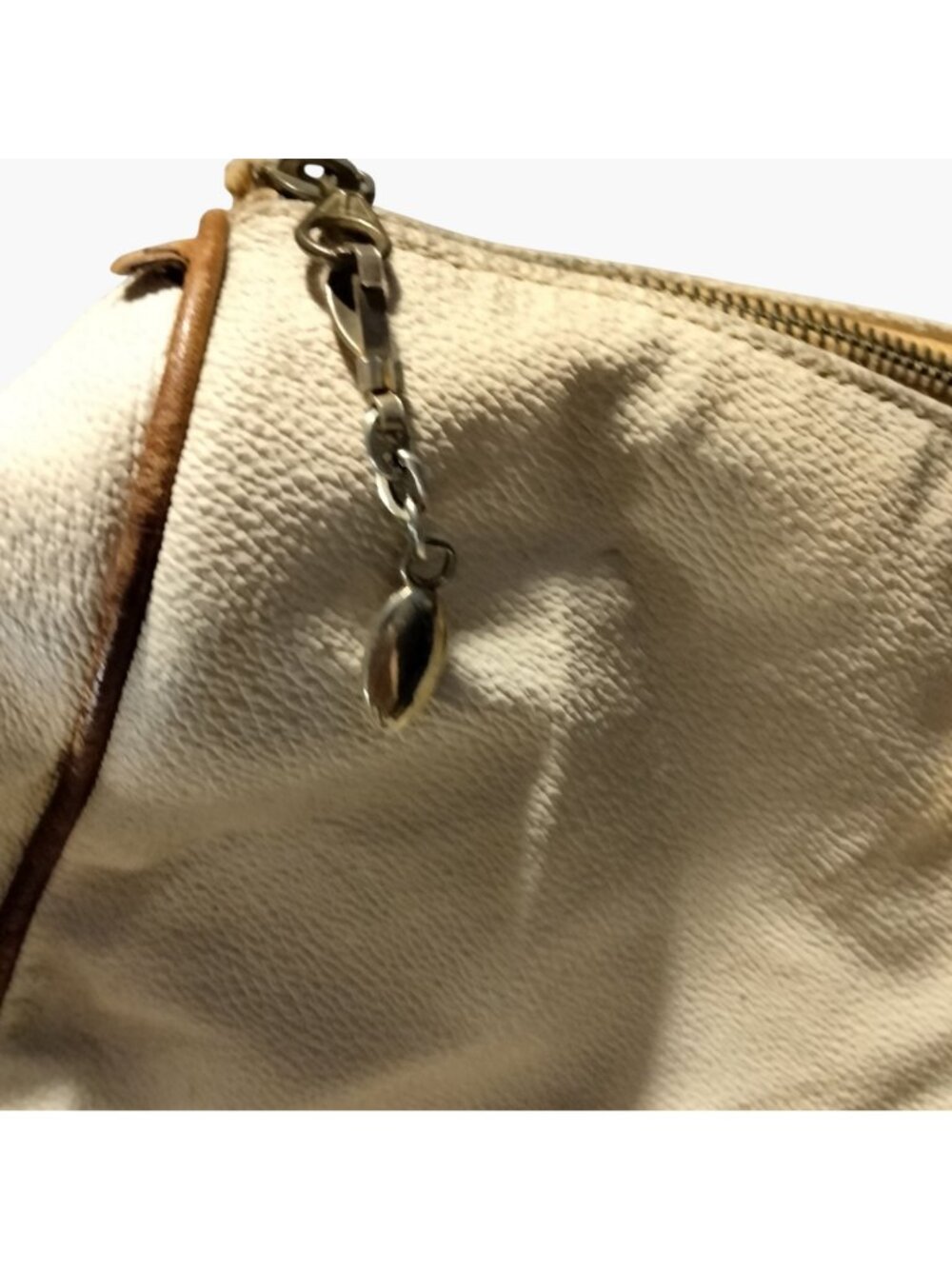 Fedra Milano Beige Leather Tote Bag Brown Handles Italy 1970s Vintage Shabby Dis - Picture 7 of 16